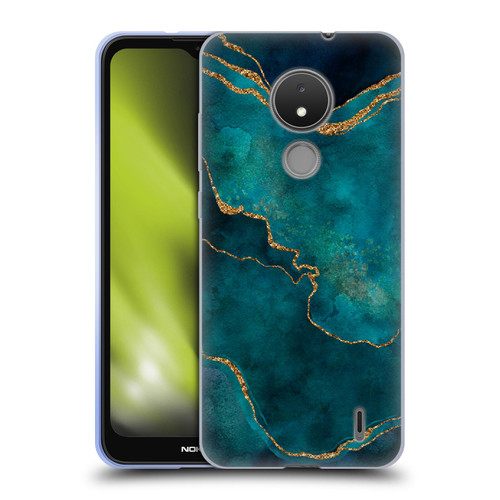 LebensArt Mineral Marble Glam Turquoise Soft Gel Case for Nokia C21