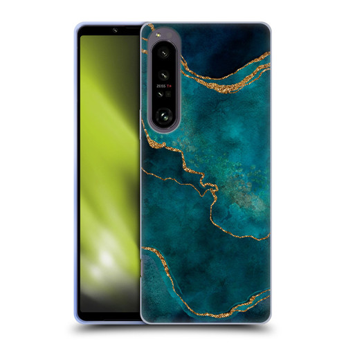 LebensArt Mineral Marble Glam Turquoise Soft Gel Case for Sony Xperia 1 IV