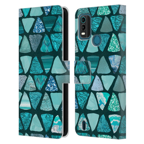 LebensArt Patterns 2 Teal Triangle Leather Book Wallet Case Cover For Nokia G11 Plus