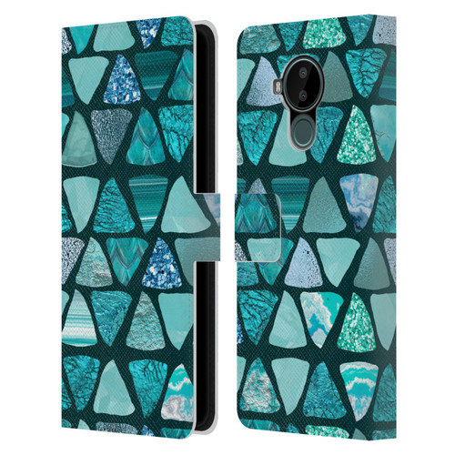 LebensArt Patterns 2 Teal Triangle Leather Book Wallet Case Cover For Nokia C30