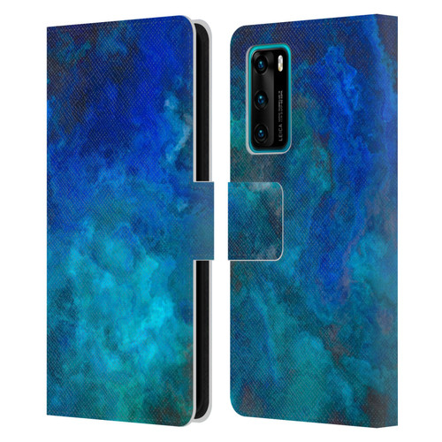 LebensArt Textures Blue Malachit Leather Book Wallet Case Cover For Huawei P40 5G