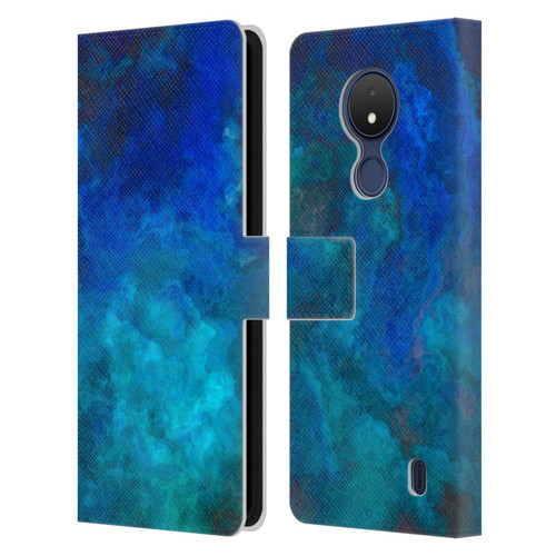 LebensArt Textures Blue Malachit Leather Book Wallet Case Cover For Nokia C21