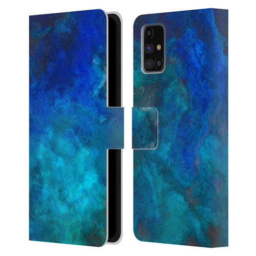 LebensArt Textures Blue Malachit Leather Book Wallet Case Cover For Samsung Galaxy M31s (2020)