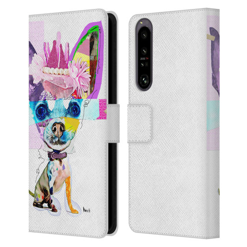 Michel Keck Animal Collage Chihuahua Leather Book Wallet Case Cover For Sony Xperia 1 IV