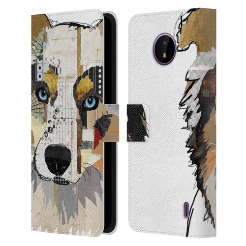 Michel Keck Dogs 3 Australian Shepherd Leather Book Wallet Case Cover For Nokia C10 / C20