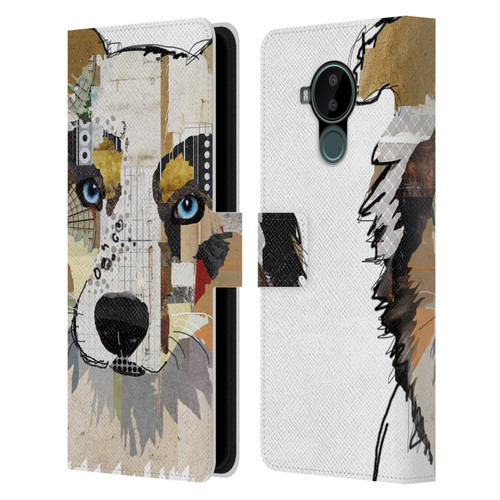 Michel Keck Dogs 3 Australian Shepherd Leather Book Wallet Case Cover For Nokia C30