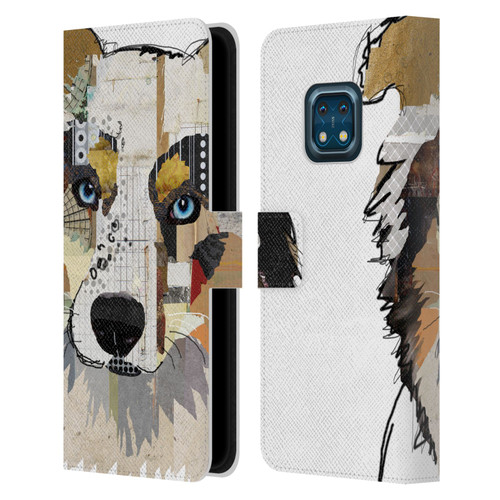 Michel Keck Dogs 3 Australian Shepherd Leather Book Wallet Case Cover For Nokia XR20