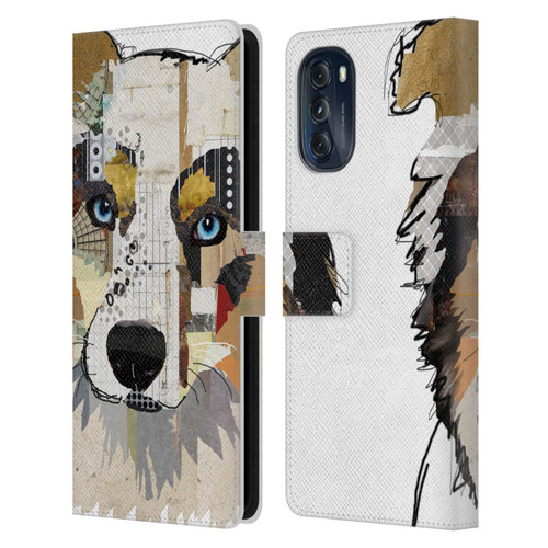 Michel Keck Dogs 3 Australian Shepherd Leather Book Wallet Case Cover For Motorola Moto G (2022)