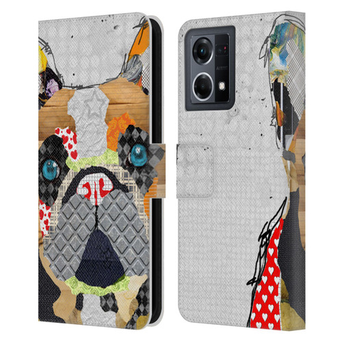 Michel Keck Dogs 3 French Bulldog Leather Book Wallet Case Cover For OPPO Reno8 4G