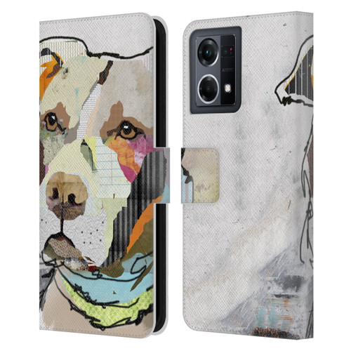 Michel Keck Dogs 3 Pit Bull Leather Book Wallet Case Cover For OPPO Reno8 4G