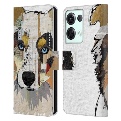 Michel Keck Dogs 3 Australian Shepherd Leather Book Wallet Case Cover For OPPO Reno8 Pro