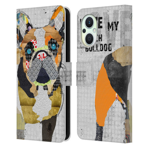 Michel Keck Dogs 4 French Bulldog Leather Book Wallet Case Cover For OPPO Reno8 Lite