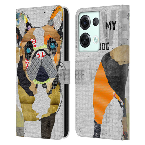 Michel Keck Dogs 4 French Bulldog Leather Book Wallet Case Cover For OPPO Reno8 Pro