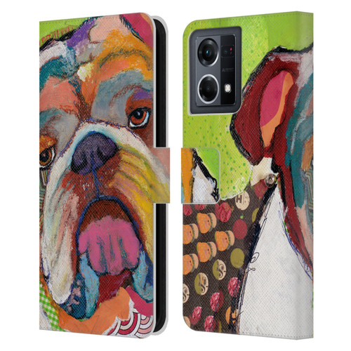 Michel Keck Dogs Bulldog Leather Book Wallet Case Cover For OPPO Reno8 4G