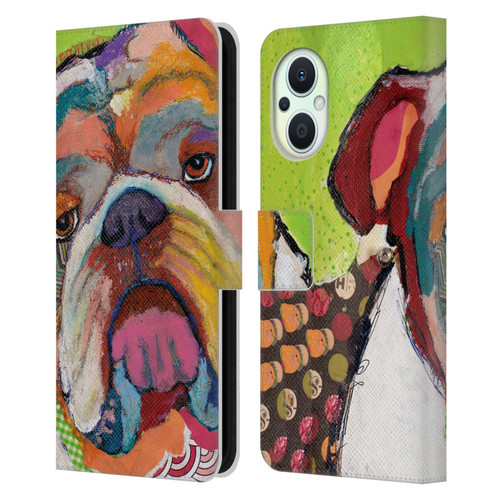 Michel Keck Dogs Bulldog Leather Book Wallet Case Cover For OPPO Reno8 Lite