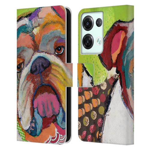 Michel Keck Dogs Bulldog Leather Book Wallet Case Cover For OPPO Reno8 Pro