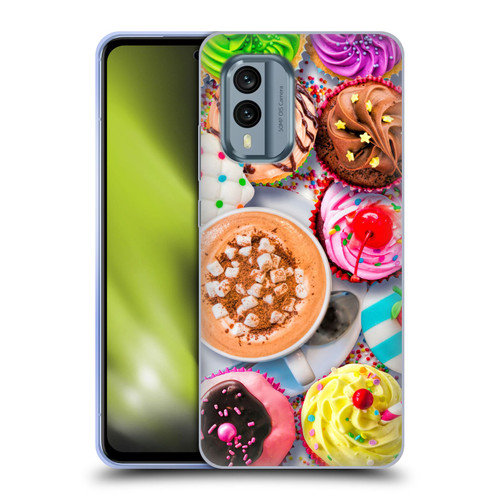 Aimee Stewart Colourful Sweets Cupcakes And Cocoa Soft Gel Case for Nokia X30