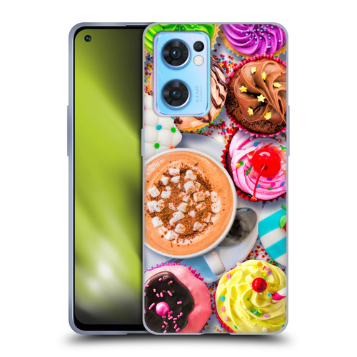 Aimee Stewart Colourful Sweets Cupcakes And Cocoa Soft Gel Case for OPPO Reno7 5G / Find X5 Lite