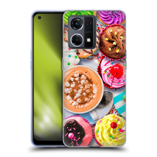 Aimee Stewart Colourful Sweets Cupcakes And Cocoa Soft Gel Case for OPPO Reno8 4G