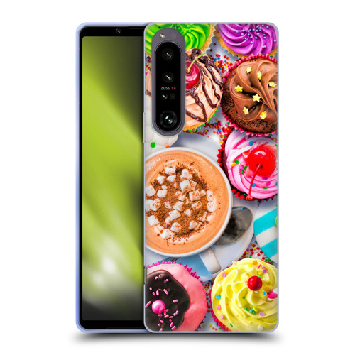 Aimee Stewart Colourful Sweets Cupcakes And Cocoa Soft Gel Case for Sony Xperia 1 IV