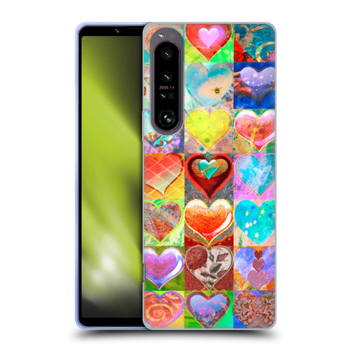 Aimee Stewart Colourful Sweets Hearts Grid Soft Gel Case for Sony Xperia 1 IV