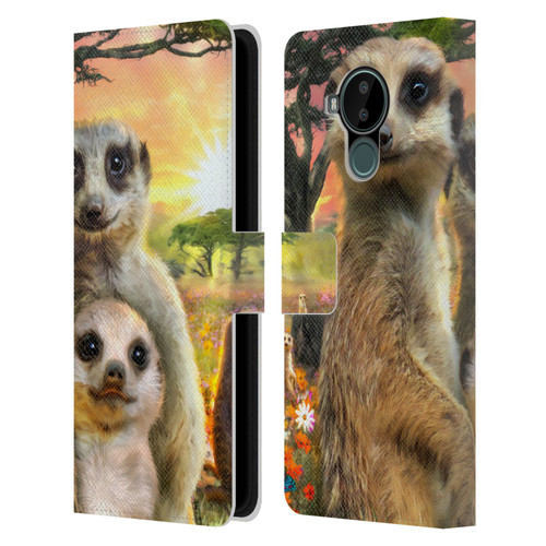 Aimee Stewart Animals Meerkats Leather Book Wallet Case Cover For Nokia C30