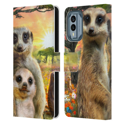 Aimee Stewart Animals Meerkats Leather Book Wallet Case Cover For Nokia X30