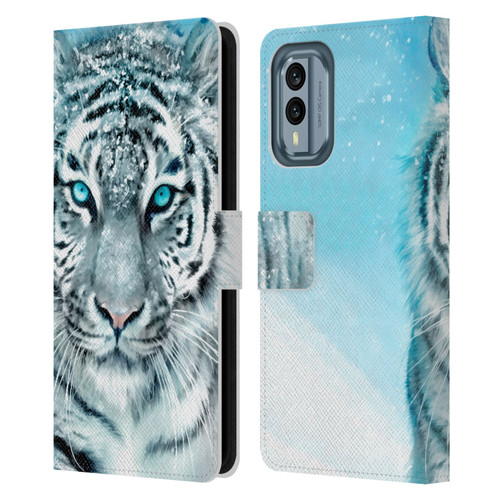 Aimee Stewart Animals White Tiger Leather Book Wallet Case Cover For Nokia X30