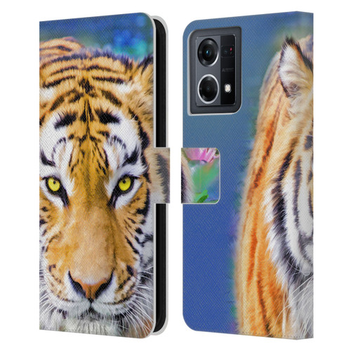 Aimee Stewart Animals Tiger Lily Leather Book Wallet Case Cover For OPPO Reno8 4G