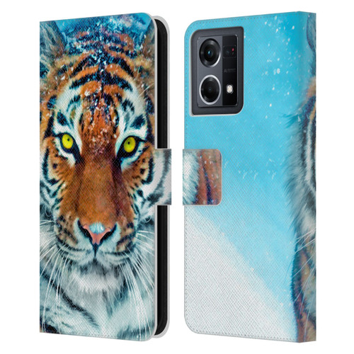 Aimee Stewart Animals Yellow Tiger Leather Book Wallet Case Cover For OPPO Reno8 4G