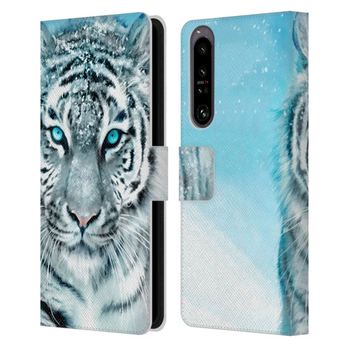 Aimee Stewart Animals White Tiger Leather Book Wallet Case Cover For Sony Xperia 1 IV