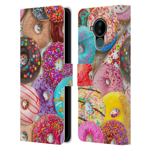 Aimee Stewart Colourful Sweets Donut Noms Leather Book Wallet Case Cover For Nokia C30