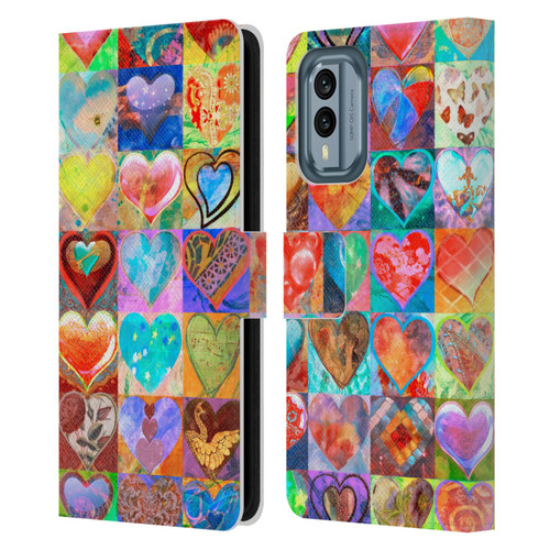 Aimee Stewart Colourful Sweets Hearts Grid Leather Book Wallet Case Cover For Nokia X30