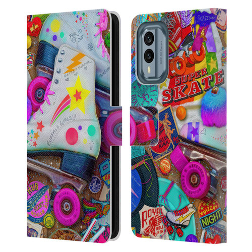 Aimee Stewart Colourful Sweets Skate Night Leather Book Wallet Case Cover For Nokia X30
