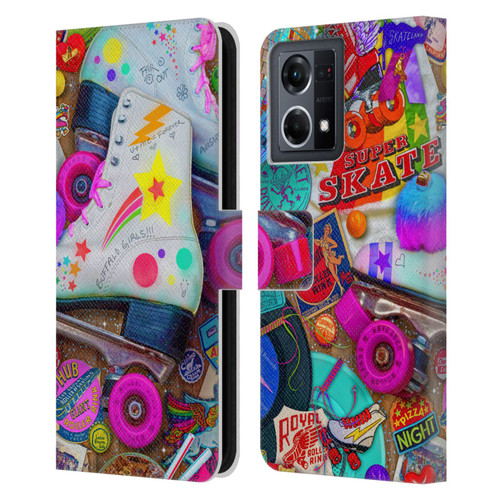 Aimee Stewart Colourful Sweets Skate Night Leather Book Wallet Case Cover For OPPO Reno8 4G