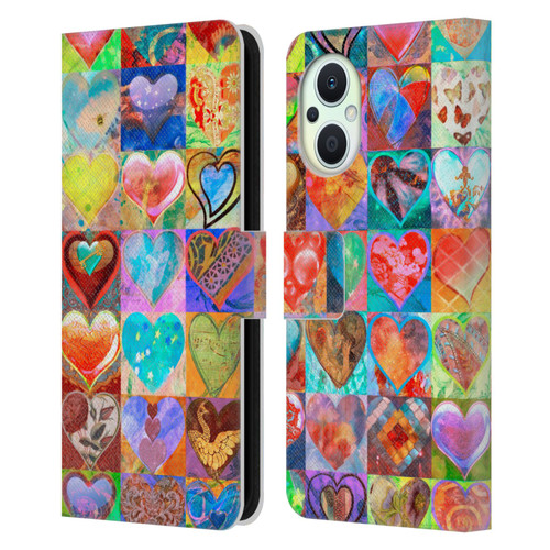 Aimee Stewart Colourful Sweets Hearts Grid Leather Book Wallet Case Cover For OPPO Reno8 Lite