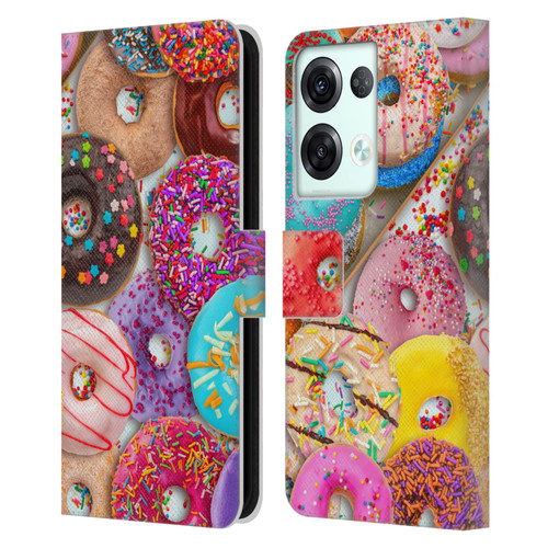 Aimee Stewart Colourful Sweets Donut Noms Leather Book Wallet Case Cover For OPPO Reno8 Pro