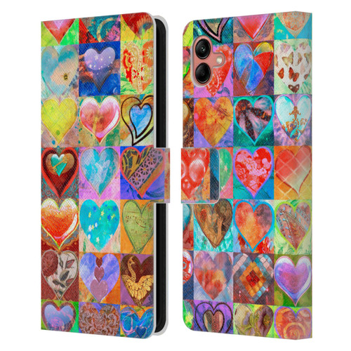 Aimee Stewart Colourful Sweets Hearts Grid Leather Book Wallet Case Cover For Samsung Galaxy A04 (2022)