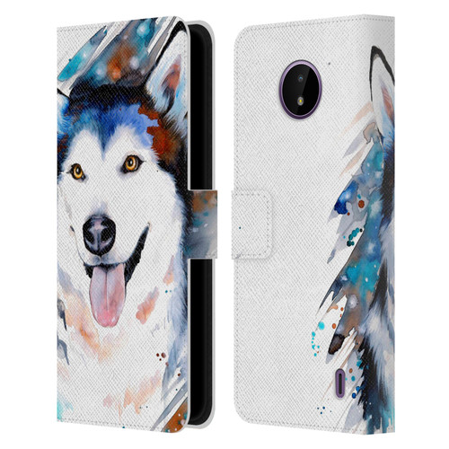 Pixie Cold Animals Husky Leather Book Wallet Case Cover For Nokia C10 / C20