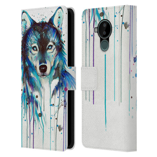 Pixie Cold Animals Ice Wolf Leather Book Wallet Case Cover For Nokia C30