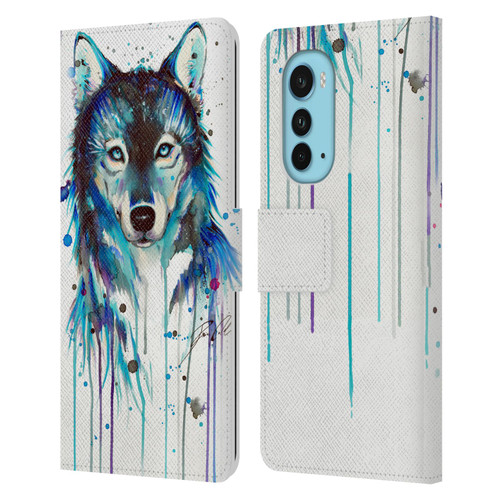 Pixie Cold Animals Ice Wolf Leather Book Wallet Case Cover For Motorola Edge (2022)