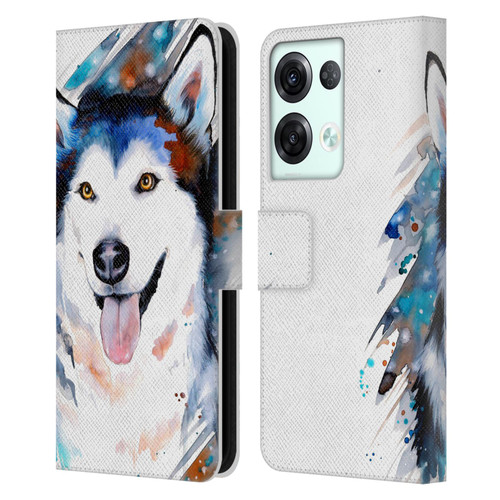 Pixie Cold Animals Husky Leather Book Wallet Case Cover For OPPO Reno8 Pro
