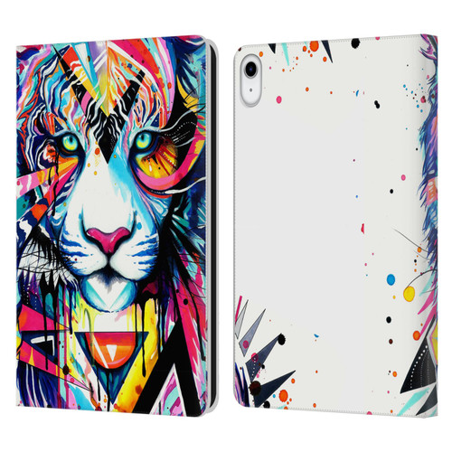 Pixie Cold Cats Shattered Tiger Leather Book Wallet Case Cover For Apple iPad 10.9 (2022)