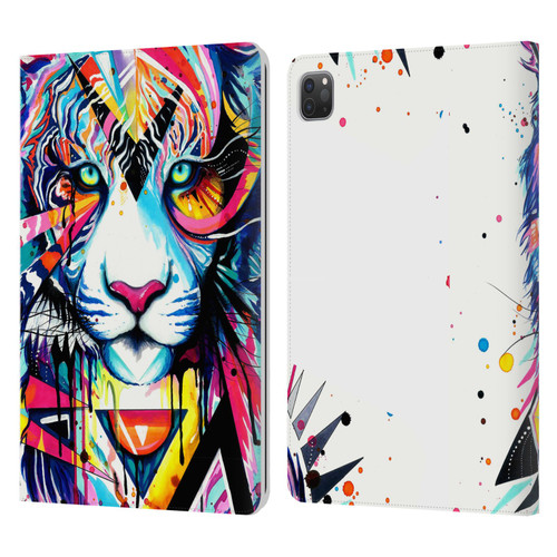 Pixie Cold Cats Shattered Tiger Leather Book Wallet Case Cover For Apple iPad Pro 11 2020 / 2021 / 2022