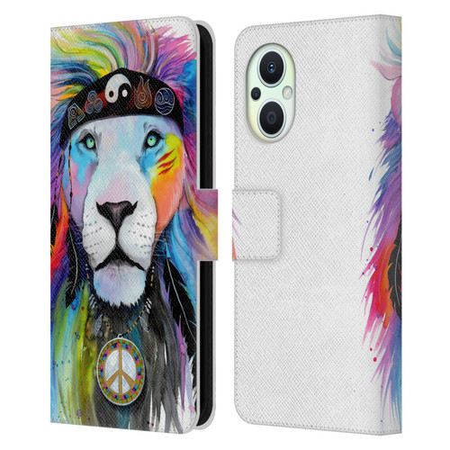 Pixie Cold Cats Hippy Lion Leather Book Wallet Case Cover For OPPO Reno8 Lite