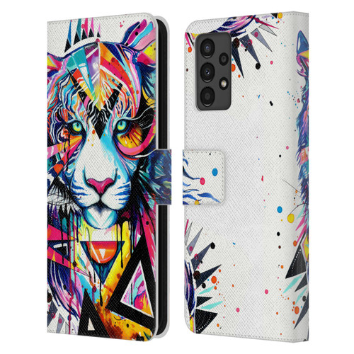 Pixie Cold Cats Shattered Tiger Leather Book Wallet Case Cover For Samsung Galaxy A13 (2022)