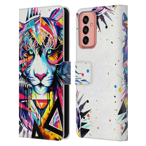 Pixie Cold Cats Shattered Tiger Leather Book Wallet Case Cover For Samsung Galaxy M13 (2022)