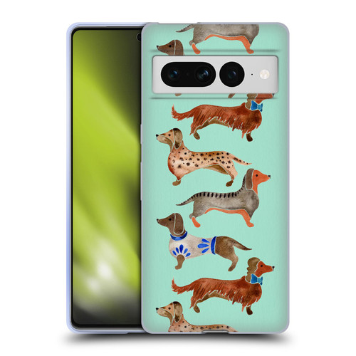 Cat Coquillette Animals Blue Dachshunds Soft Gel Case for Google Pixel 7 Pro
