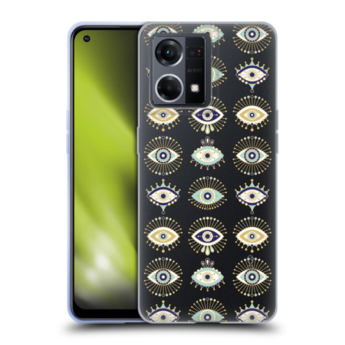 Cat Coquillette Linear White Evil Eyes Pattern Soft Gel Case for OPPO Reno8 4G