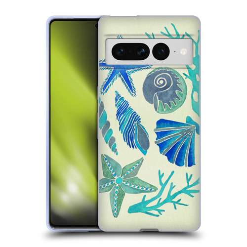 Cat Coquillette Sea Seashells Blue Soft Gel Case for Google Pixel 7 Pro